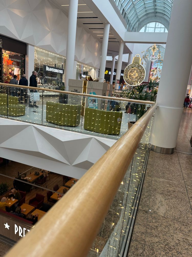 Shopping centre with Xmas decs up