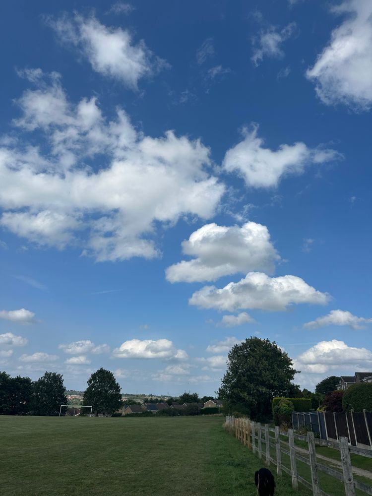 Blue skies and fluffy clouds