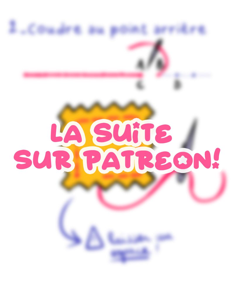 Image floutée et "LA SUITE SUR PATREON!" écrit en rose devant