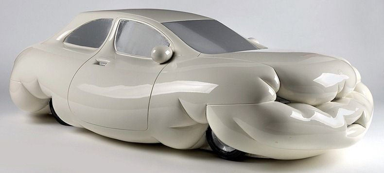 A fat car sculpture by Erwin Wurm.