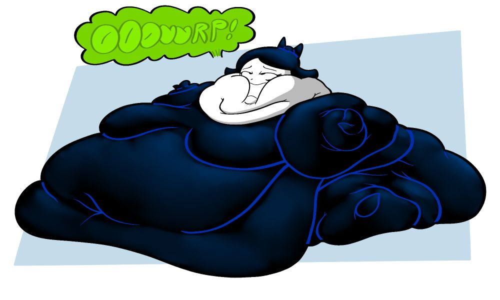A drawing I made of Esme from Disillusion ST as an immobile fatty, doing a big belch. She is drawn similar to Lumerrac's art style because she looks like a character he would draw, and I love the way he draws fatties too.