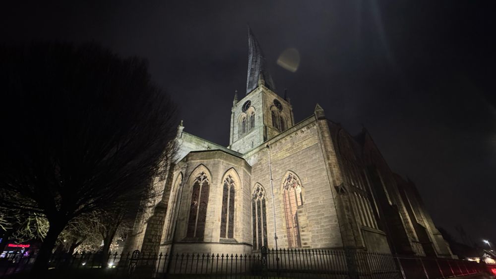 Side view of Chesterfield twisted spire.