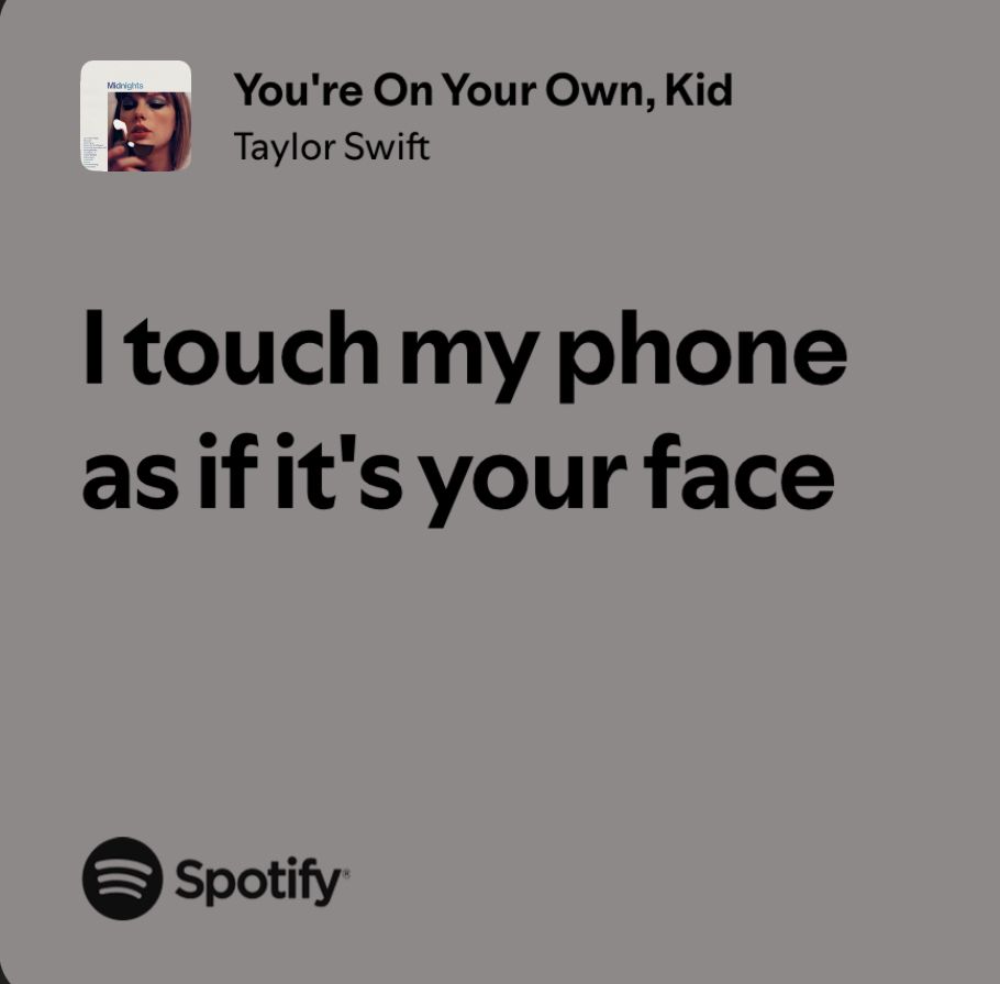 You're On Your Own, Kid
Taylor Swift

I touch my phone as if it's your face