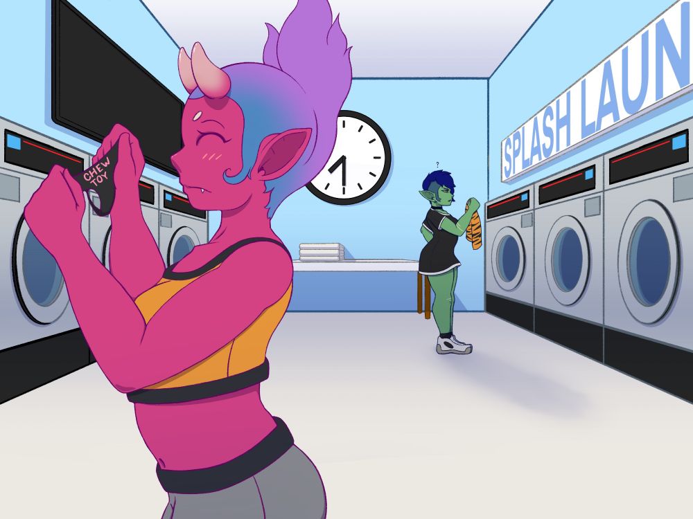 A goblin and an Oni get their laundry mixed up