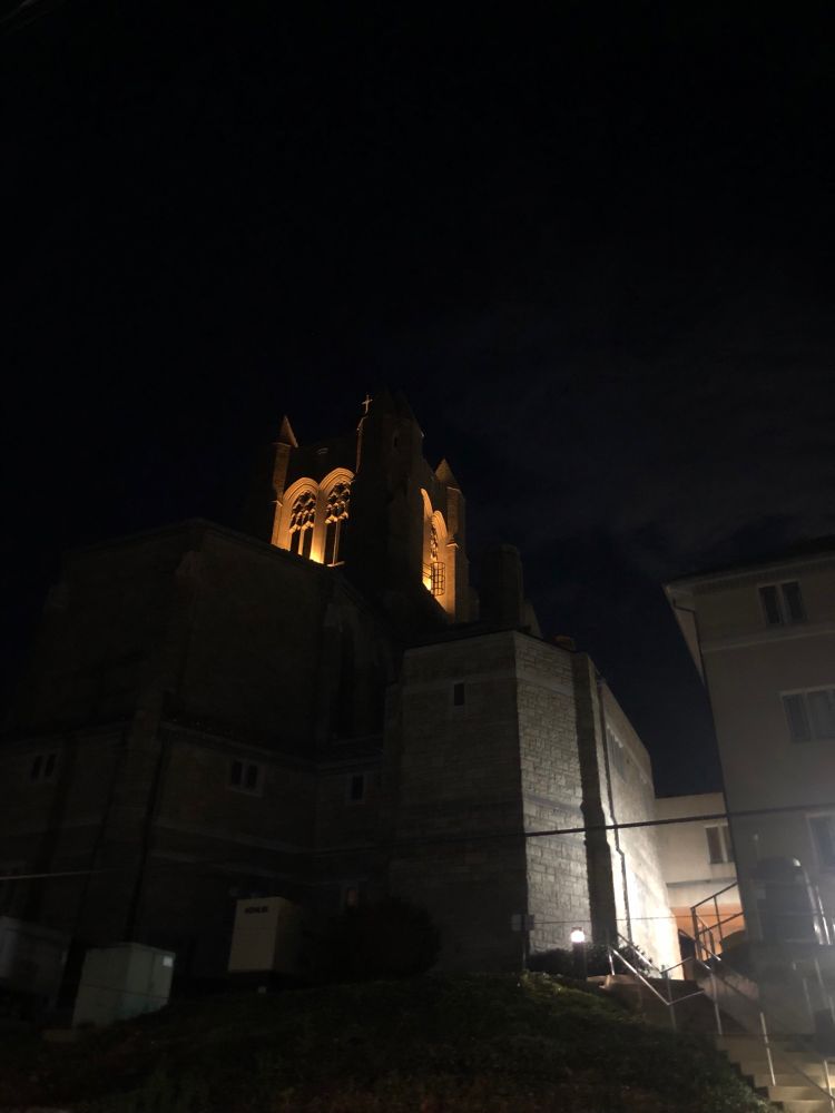 The tower of my parent’s church. 