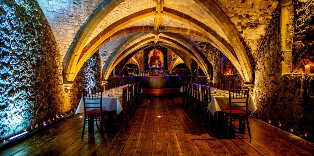 The Grade II listed 14th century crypt at The George Vaults, Rochester.