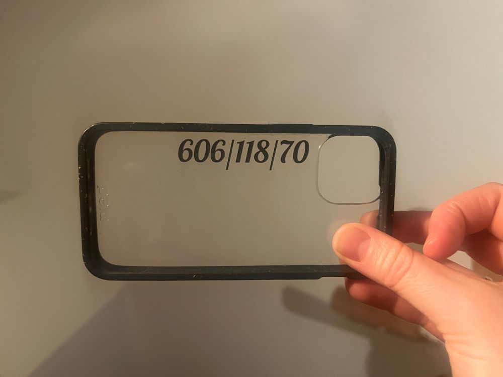 Clear phone case with text on it, “606/118/70”

(The numbers of the polyphonic banger “Praise God from whom all blessings flow” in the 1968/1992/2021 North American mennonite hymnals)