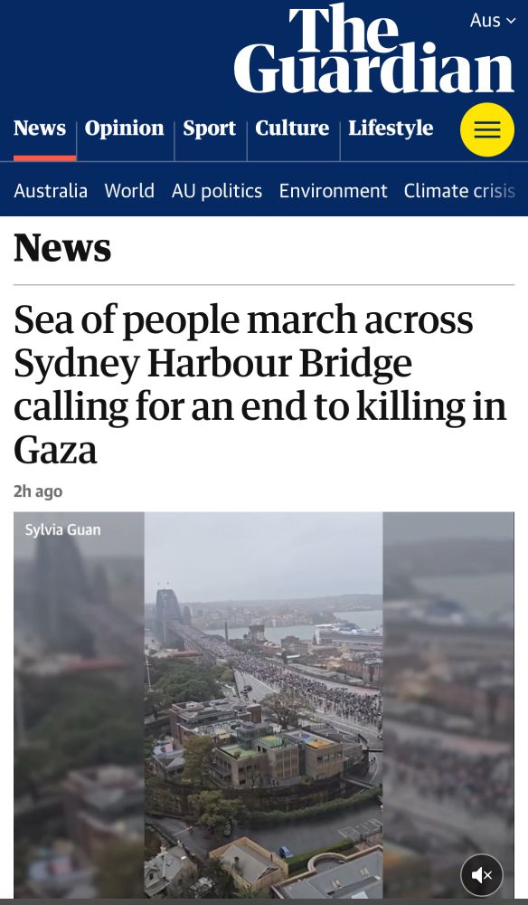 Guardian headline: “Sea of people march across Sydney Harbour Bridge calling for an end to killing in Gaza” … the passivity! Who is killing?! Name them. Israel. 