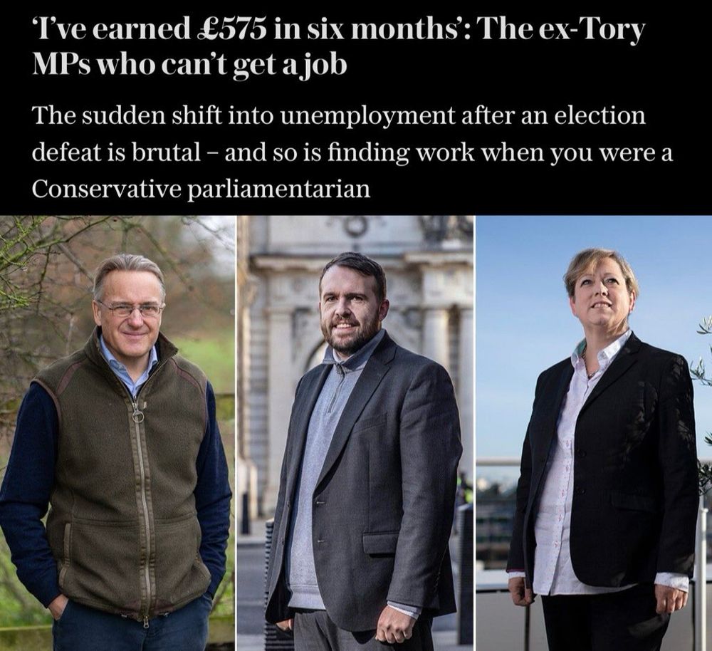 I've earned £575 in six months: The ex-Tory
MPs who can't get a job
The sudden shift into unemployment after an election defeat is brutal - and so is finding work when you were a Conservative parliamentarian
