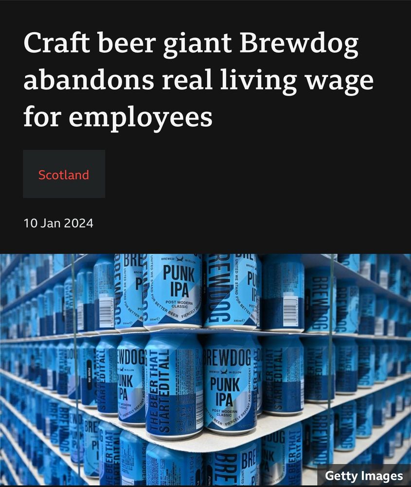 Craft beer giant Brewdog abandons real living wage for employees