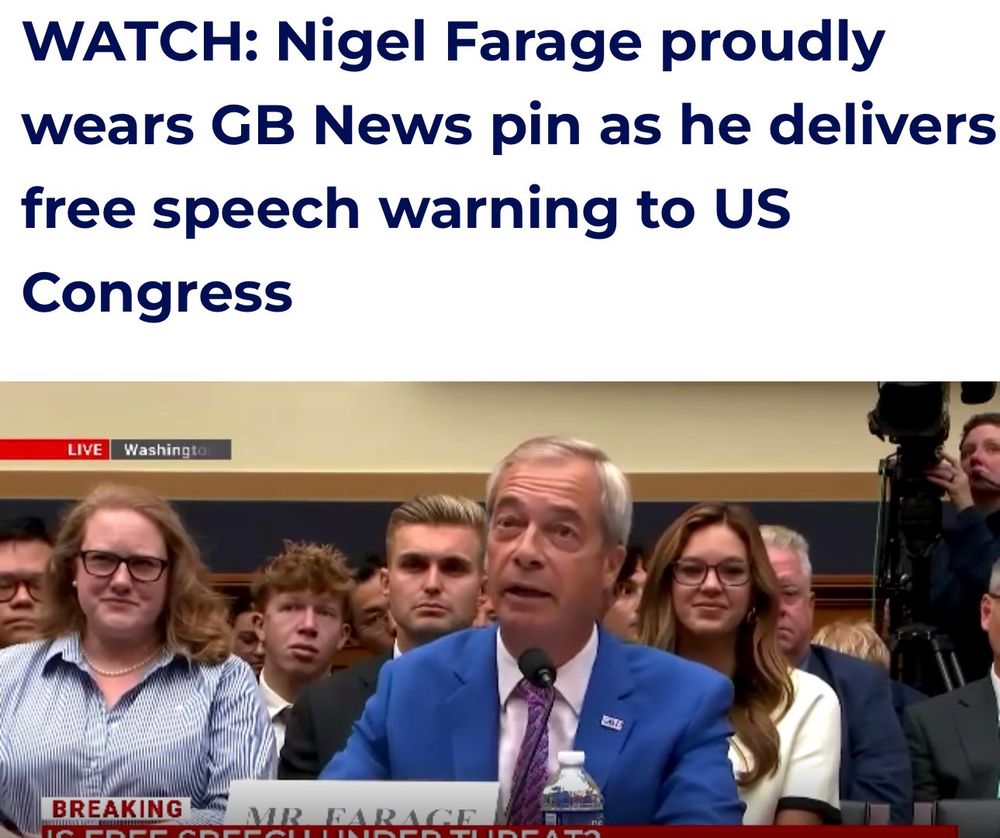 WATCH: Nigel Farage proudly wears GB News pin as he delivers free speech warning to US Congress LIVE Washingto COLE BREAKING VIR FAR