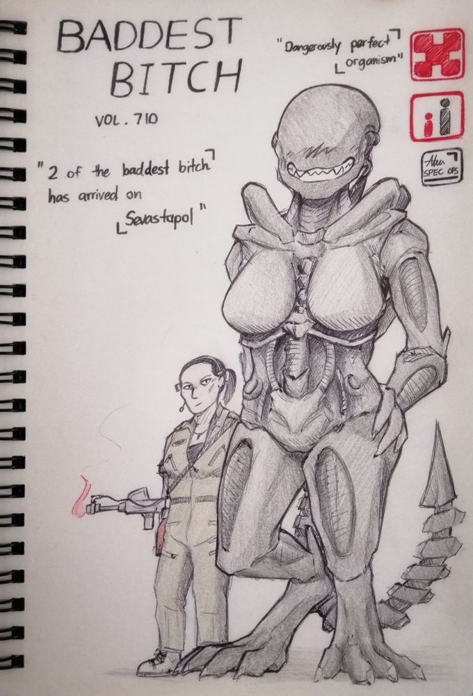 Amanda Ripley and Xenomorph (boobified)