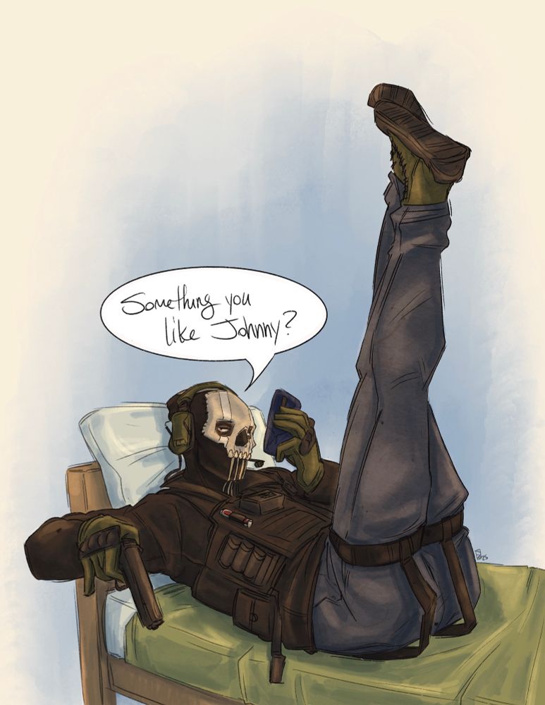 Ghost with his legs in the air asking “something you like Johnny?”