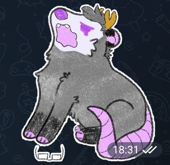 Illustration of an anthro Virginia opossum with antlers throwing their head back in a scream. Their glasses rest on the floor.