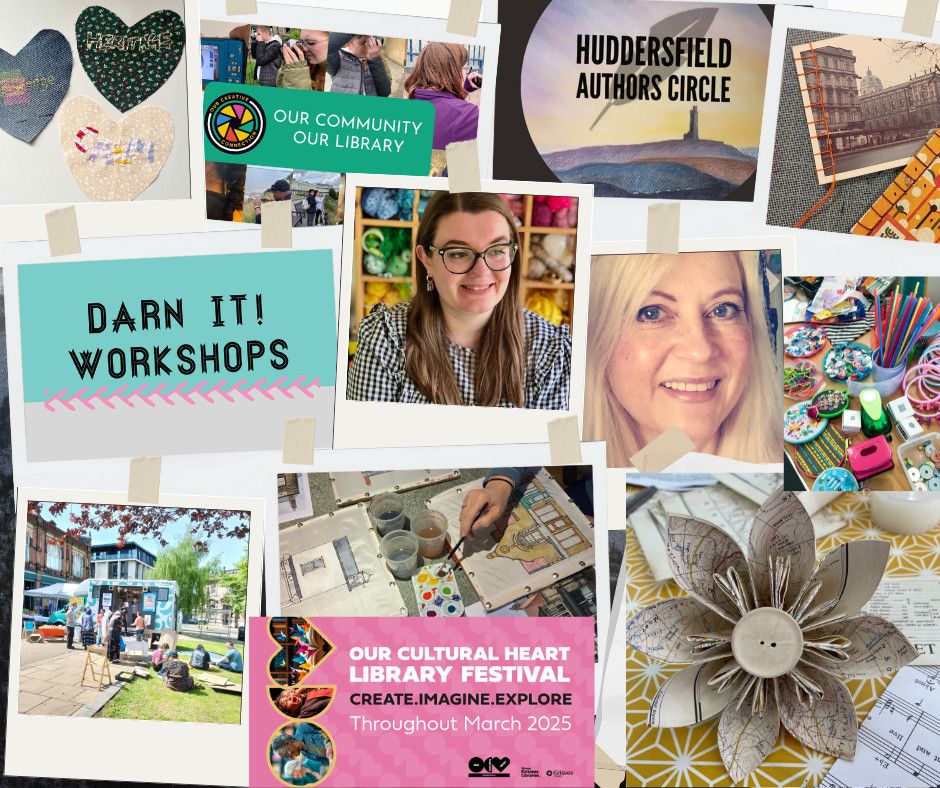 Collage of artists and events featuring in the Library Festival