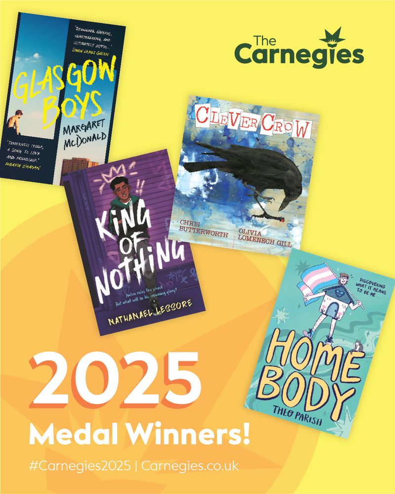 Front covers of the four Carnegie award winning books