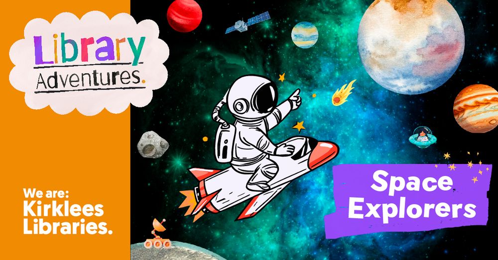 Colourful planets and universe themed image for library adventures