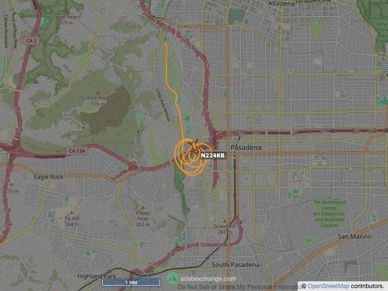 Screenshot of map showing the path of a circling aircraft