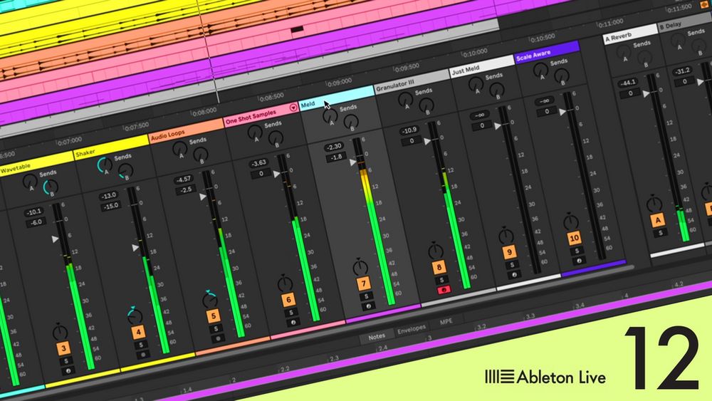 Ableton Live 12 software graphic from production music live dot com 