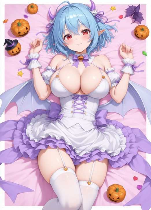 (soft pastel tones:1.2), (watercolor-pencil(medium):1.1), (masterpiece:0.9), very aesthetic, ultra-detailed, absurdres, 1girl, shiny skin, pointy ears, BREAK, halloween costume, on back, large  breasts, short hair, mocha hair, smile, closed mouth, red eyes, BREAK, from above, full body, dynamic lighting, kawaii, parfect face, skindentation, BREAK, feet out of frame, outside border, blurry background, solo, (halloween:0.3)
Negative prompt: lowres, worst quality, bad anatomy, blurry, censor, bad hands, extra digit, error, ugly, (long body:1.2), poorly drawn, extra arms, sepia, limited palette, monochrome, grayscale, (face shadow:1.2), (backlight:1.2), cartoon, human ears, mature female, chibi, tanlines, halo, artist name, text, signature, watermark, (realistic:0.5), scenery, see-through clothes,  horn, pink hair, gray background, extra hands, speech bubble
Steps: 25, Sampler: Euler a, Schedule type: Karras, CFG scale: 4, Seed: 3840164547, Size: 1376x1920, Model hash: 7ce4d60ef4, Model: novaAnimeXL_ilV100