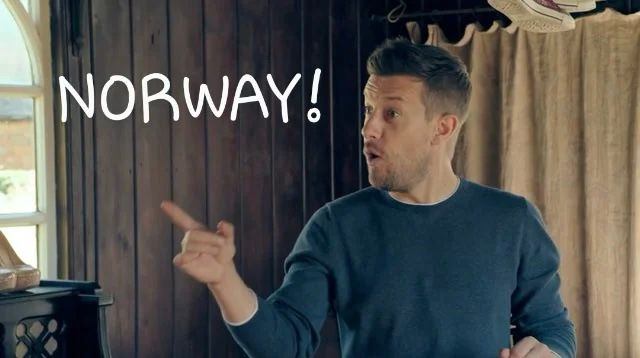 Chris Ramsey saying “no way!” on Taskmaster, but on this photo the caption is “Norway!” where Steffi is going. It’s a hilarious pun