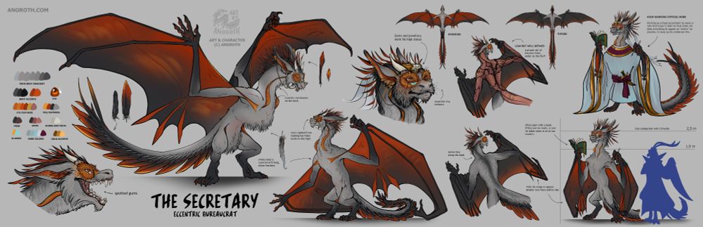 Reference sheet of secretary the wyvern, my personal OC