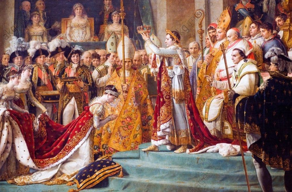 Famous painting of Napoleon crowning himself emperor