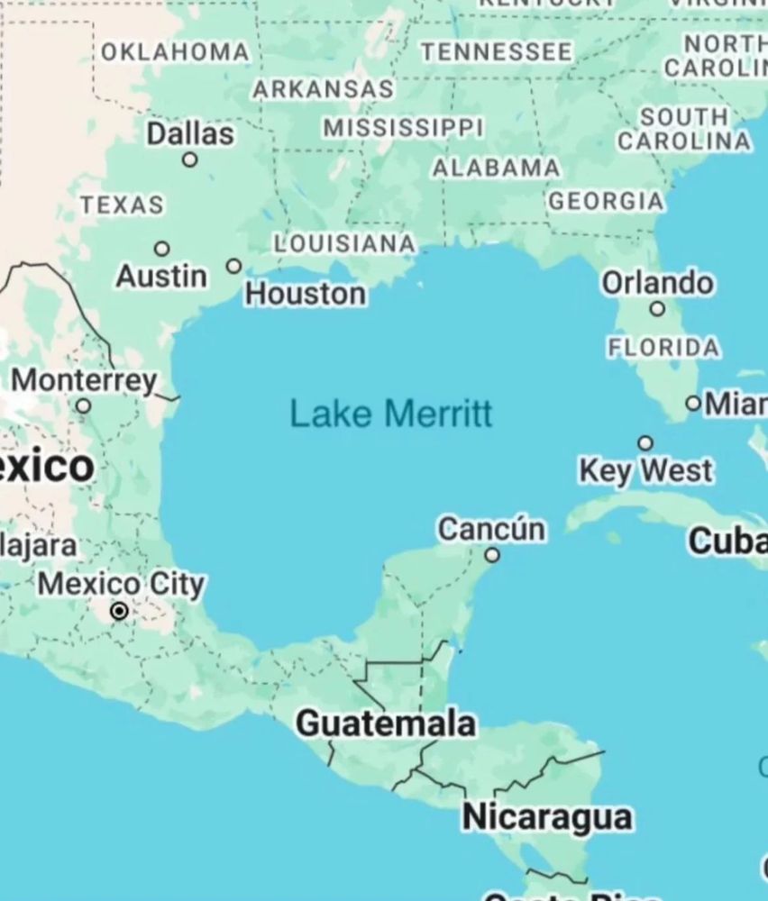 A map of the Gulf of Mexico, but it's labelled "Lake Merritt"