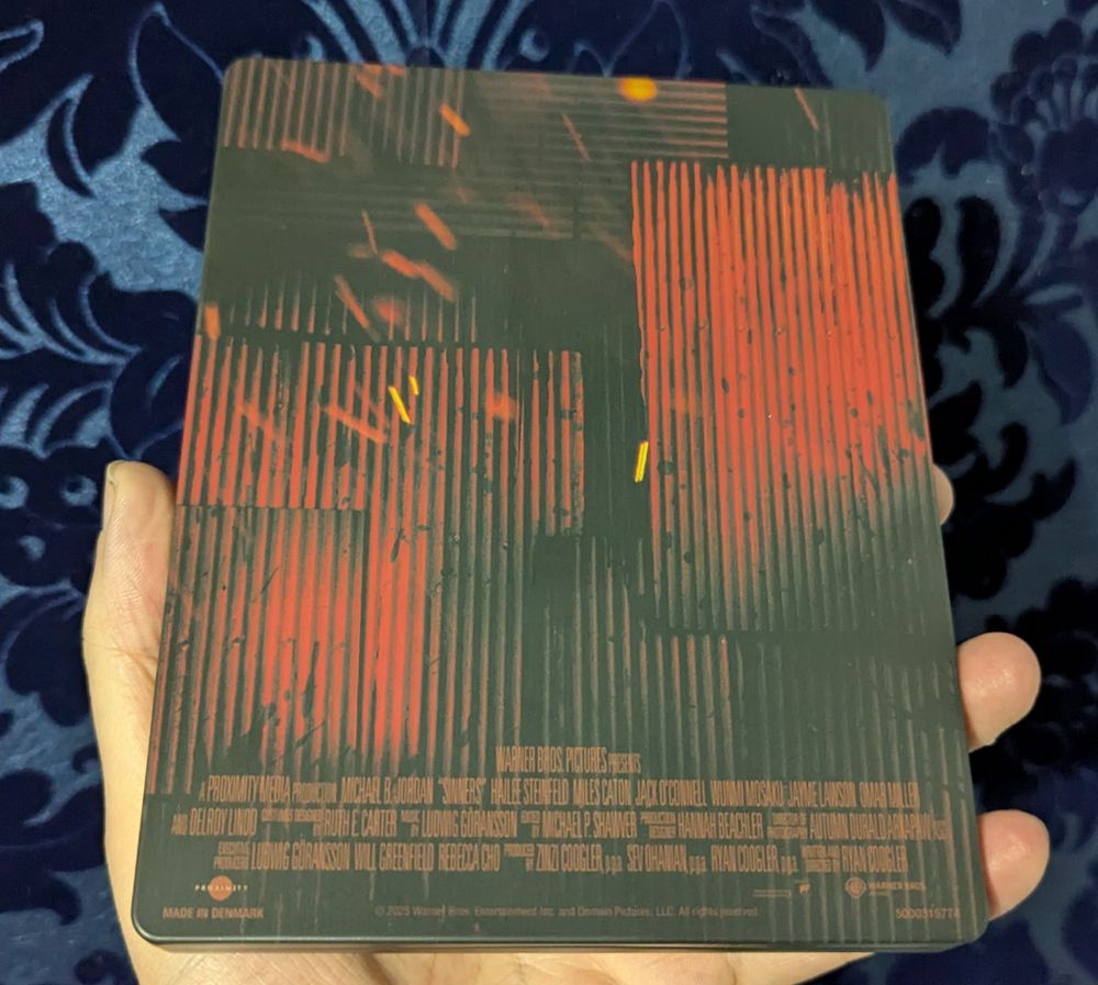 Sinners UHD Steelbook. Back. 
