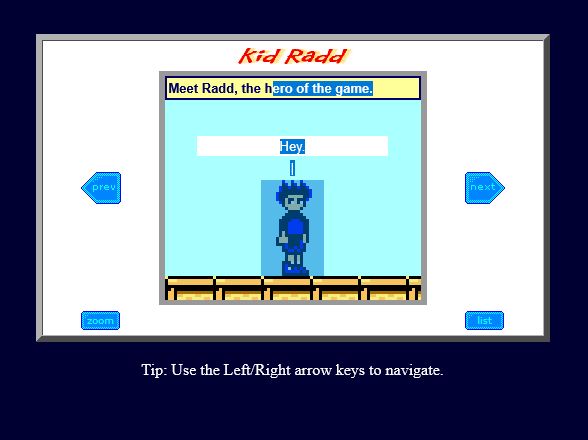 Same screen as previous, but with some of the text and images selected with the mouse cursor, showing that Radd and the text are rendered as separate HTML elements rather than all being one image.