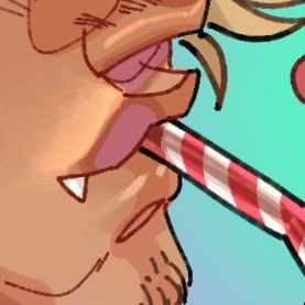 Close up of client's oc drawing, they are drinking from a straw