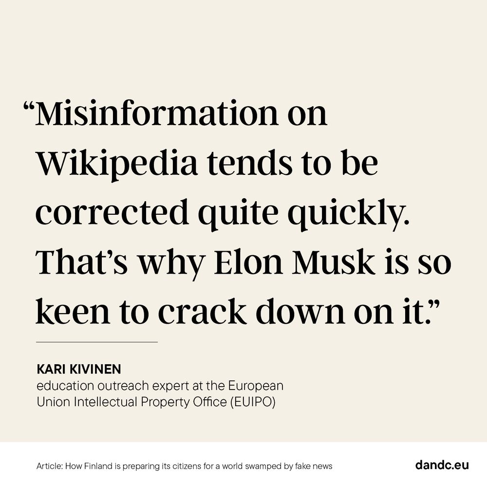 The quote by Kari Kivinen reads: "Misinformation on Wikipedia tends to be corrected quite quickly. That's why Elon Musk is so keen to crack down on it."