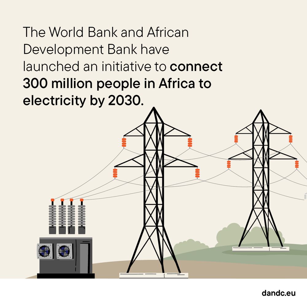 The text reads: "The World Bank and African Development Bank have launched an initiative to connect 300 million people in Africa to electricity by 2030."