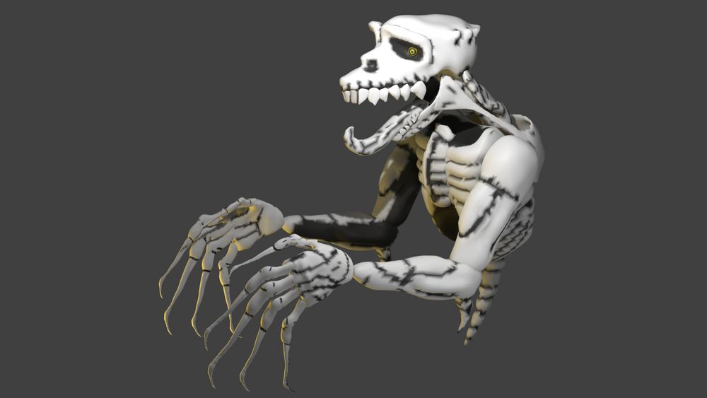 3d blender sculpt of a horror scary skeleton monster