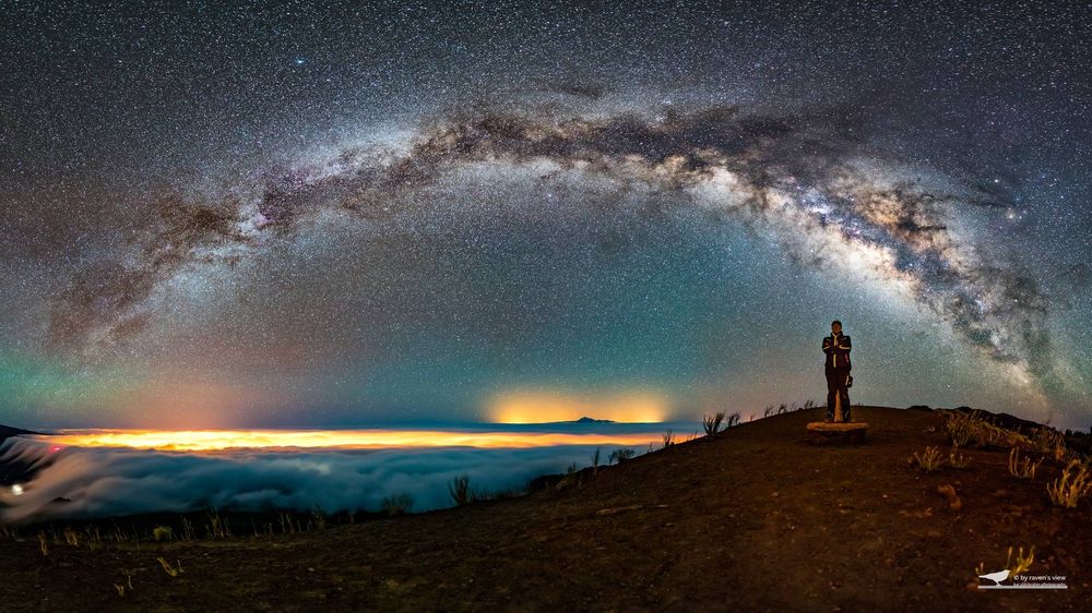 Milchstraße über La Palma, im Hintergrund Tenerife