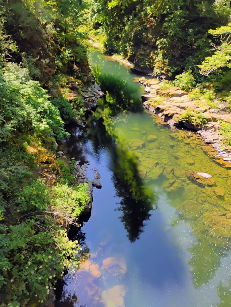Near Moulton Falls Bridge (over the East Fork Lewis River) at Moulton Falls Regional Park (Clark County, WA).