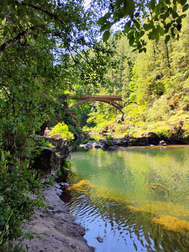 Moulton Falls Bridge (over the East Fork Lewis River) at Moulton Falls Regional Park (Clark County, WA).
