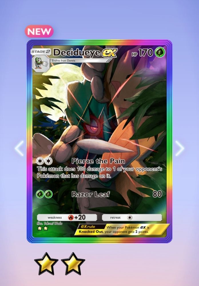Pokemon Pocket card Decidueye ex