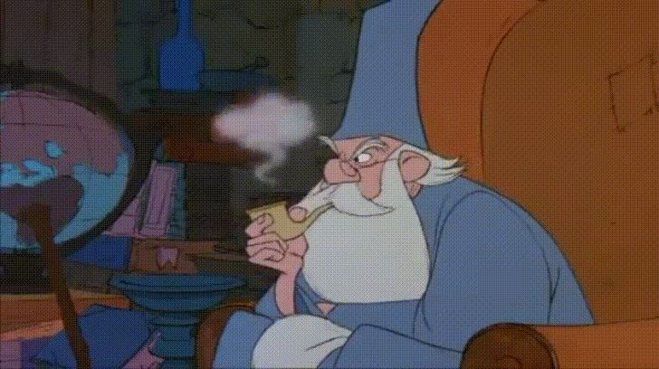 Merlin som stressrøyker i Disneys «The Sword in the Stone» (1963)