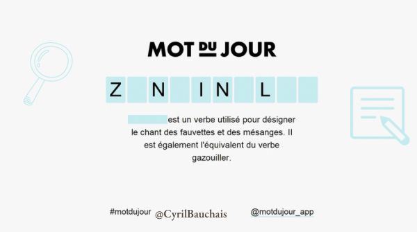 Cette image représente le mot du jour, ainsi que sa regle du jeu.