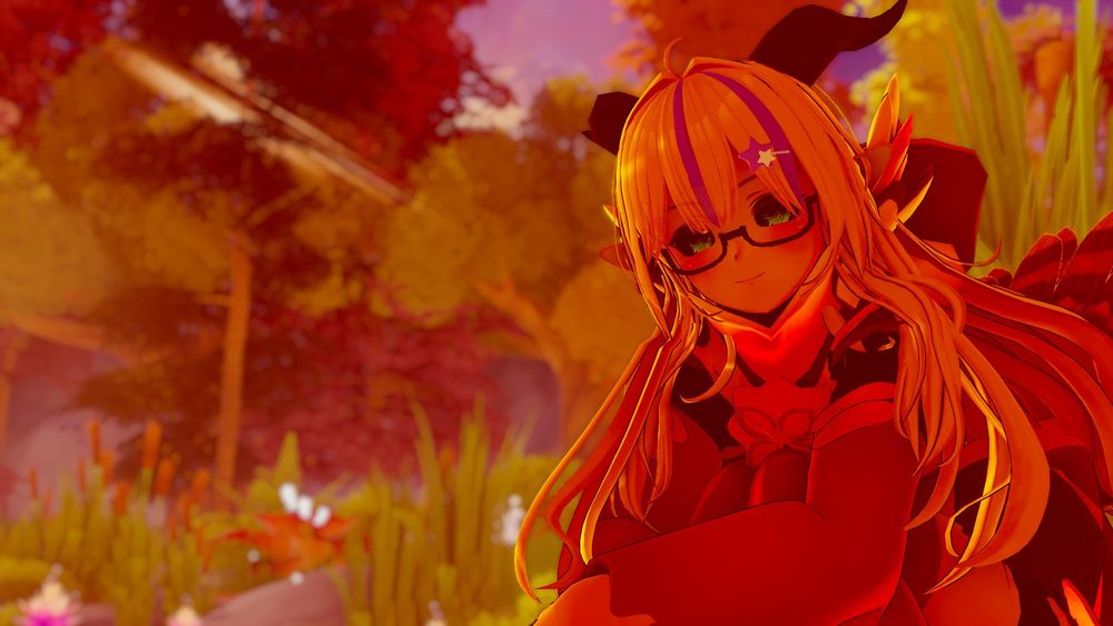 Photo taken on VRC. Girl in a turkey outfit sitting around in autumn wilderness