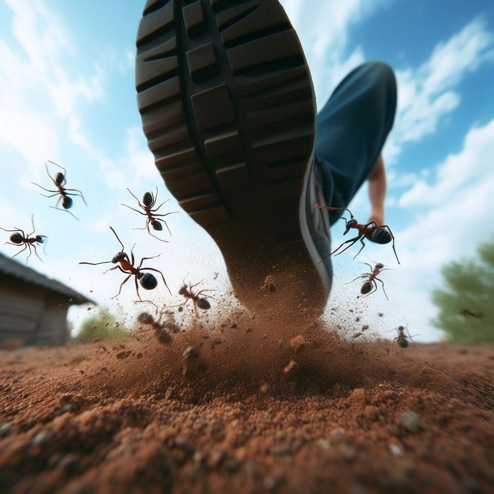 Un coup de pied dans la fourmilière, du point de vue des fourmis