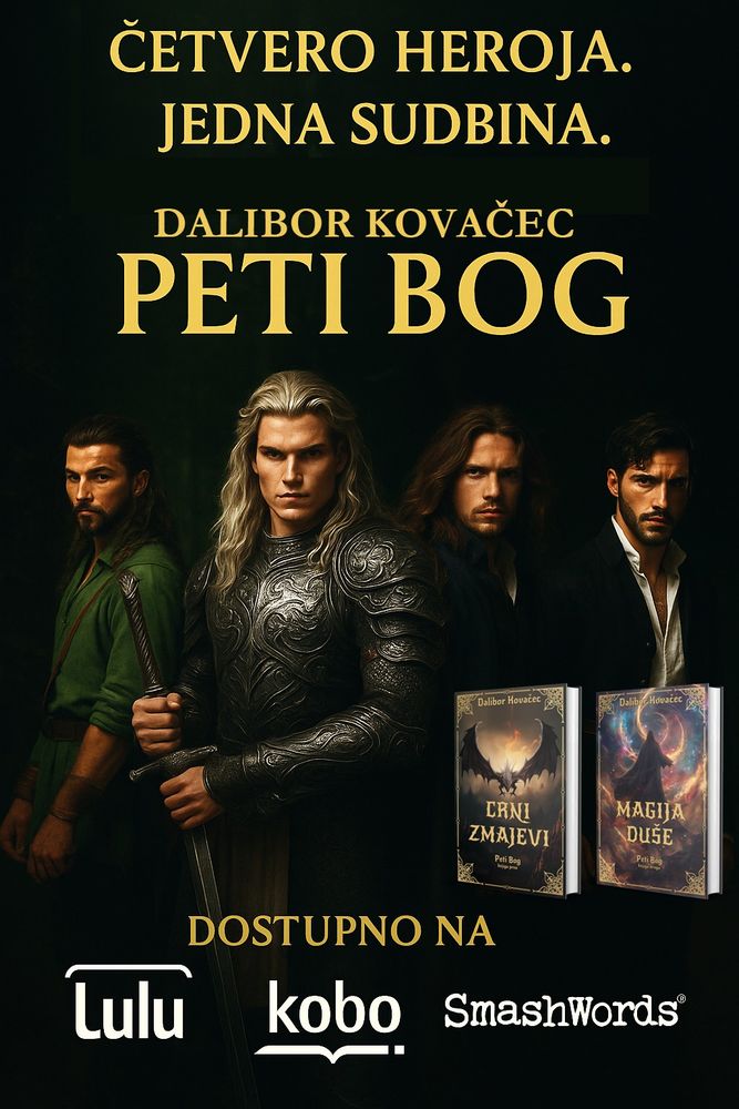 ⚔️ Ako voliš zmajeve, magiju, epske bitke i zabranjene ljubavi – ovo je serijal koji moraš čitati! 📚🔥

📖 PETI BOG – epska fantazija iz pera domaćeg autora.
Prve dvije knjige: Crni zmajevi 🐉 i Magija duše ✨

➡️ Četvero siročadi.
➡️ Prastaro zlo koje se budi.
➡️ Drevne čarolije.
➡️ Ljubav koja mijenja sve.
➡️ Zmajevi koji spaljuju kraljevstva.

📚 Ako voliš Sjeni kostiju, Igru prijestolja ili Gospodara prstenova – ovaj serijal ćeš progutati! 👑💔

🔑 Ključ za spas svijeta postoji… ali može otvoriti i vrata Petog Boga. Jesi li spreman/na?

#petibog #crnizmajevi #magijaduše #booktokhr #fantasybooks #epskafantastika #tiktokknjige #zmajevi #čarobnjaci #mustread #knjige