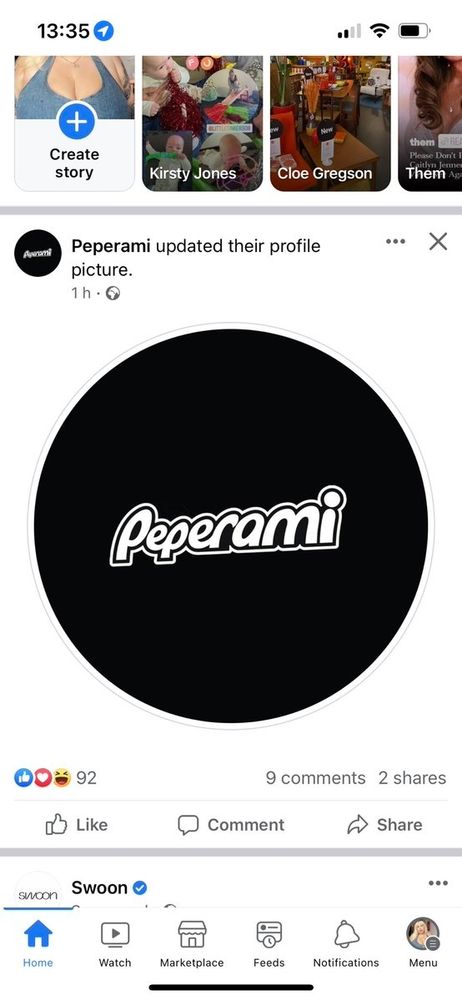A mournful black and white version of the Peperami logo (the word Peperami in white writing on a black circle) 