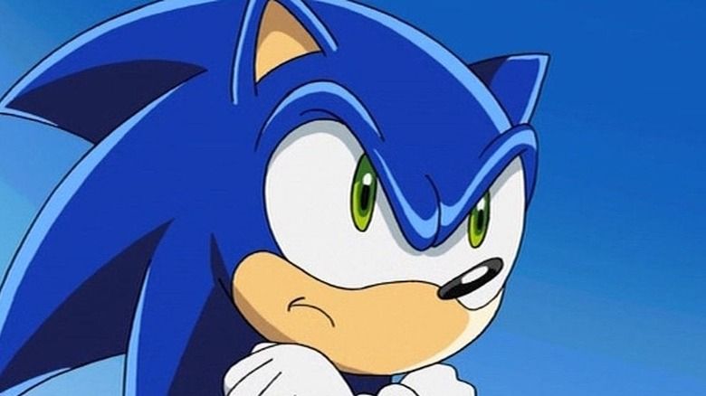 sonic, arms crossed, looking determined but also a little irritated