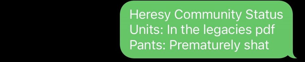 Text bubble criticizing the Heresy community
