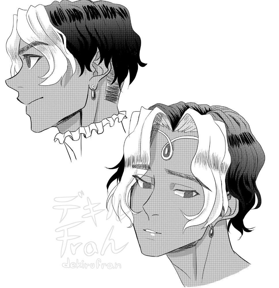 Two headshots of Cassian from my new bl fantasy project.