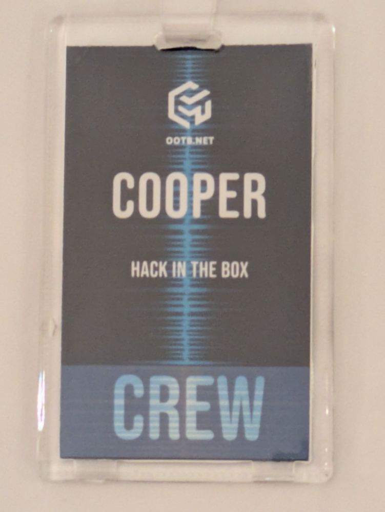 My crew badge for this event.