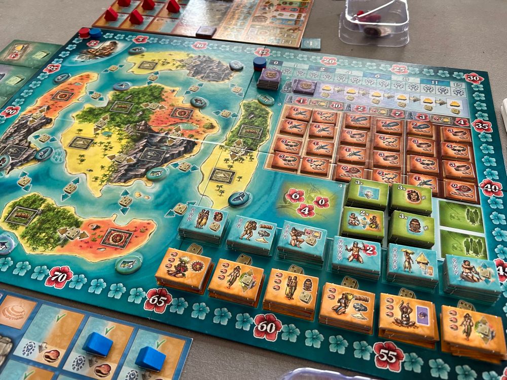 Bora Bora board game set up for 2 players 