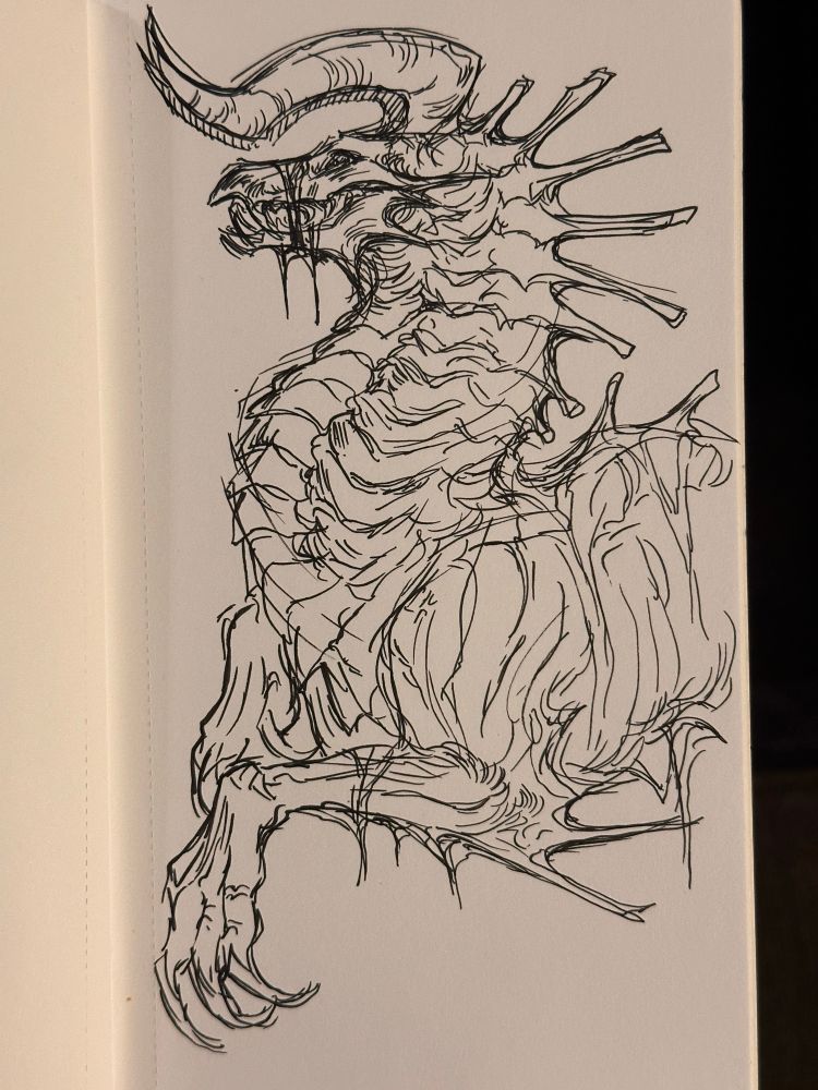 Marker drawing of a rotting dragon